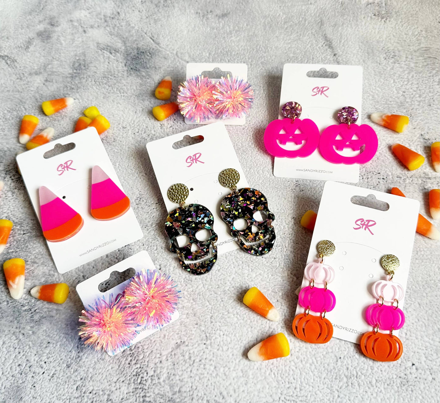 Pink Iridescent Tinsel Party Pom Stud