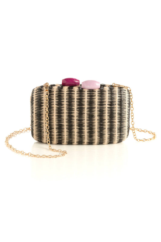 Woven Striped Clutch