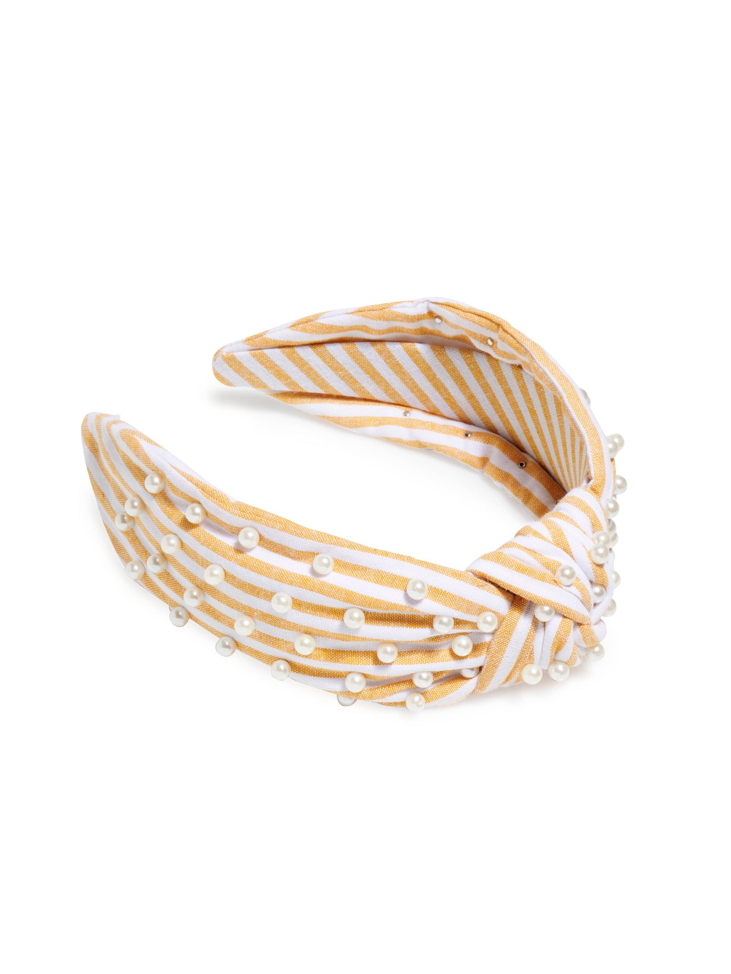 PEARLS AND STRIPES KNOTTED HEADBAND: BLUE