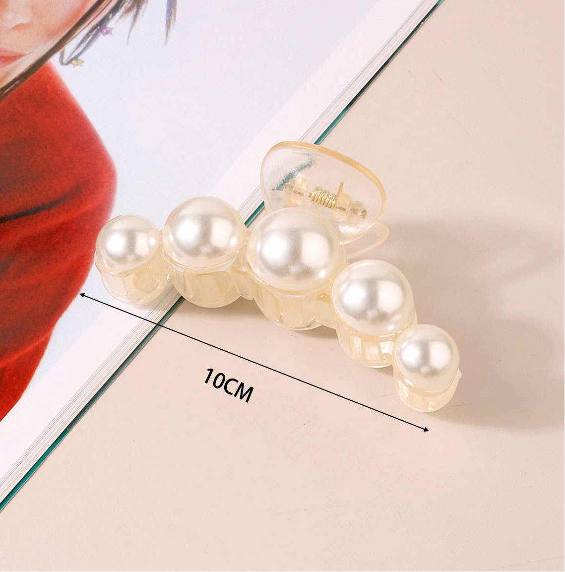 Large Pearl Embellished Hair Claw Clip