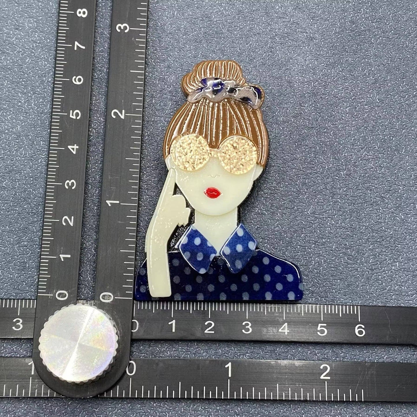 Girl Wearing Blue Shirt Acrylic Brooch