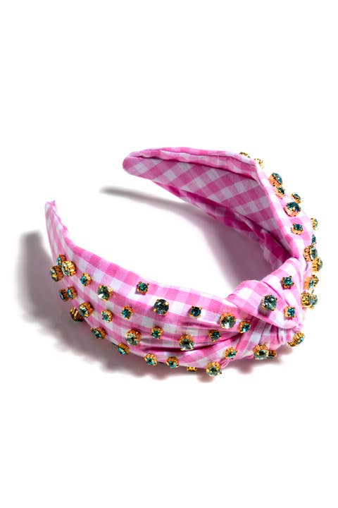Embellished Orange Gingham Knotted Headband