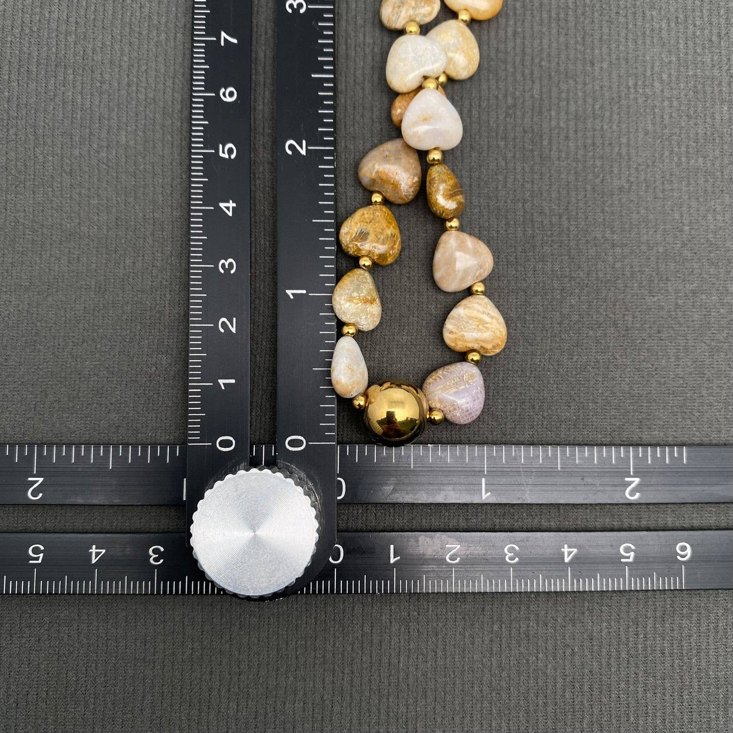 Heart Agate 18K Golden S.Steel Bead Necklace - FGS/CS