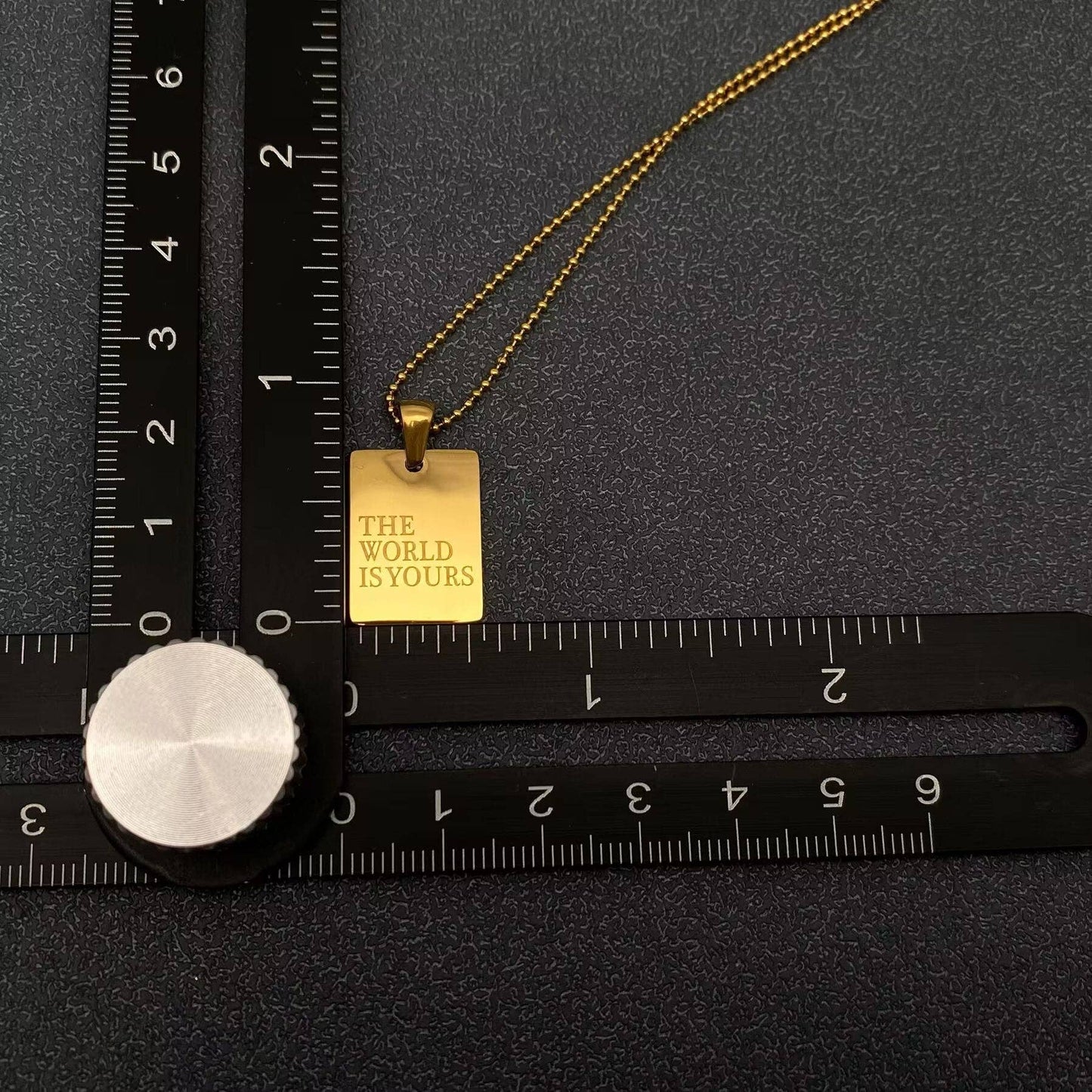 Inspiring Square Charm 18K Gold Plated S.Steel Necklace - FGS: LOVE EACH OTHER MORE
