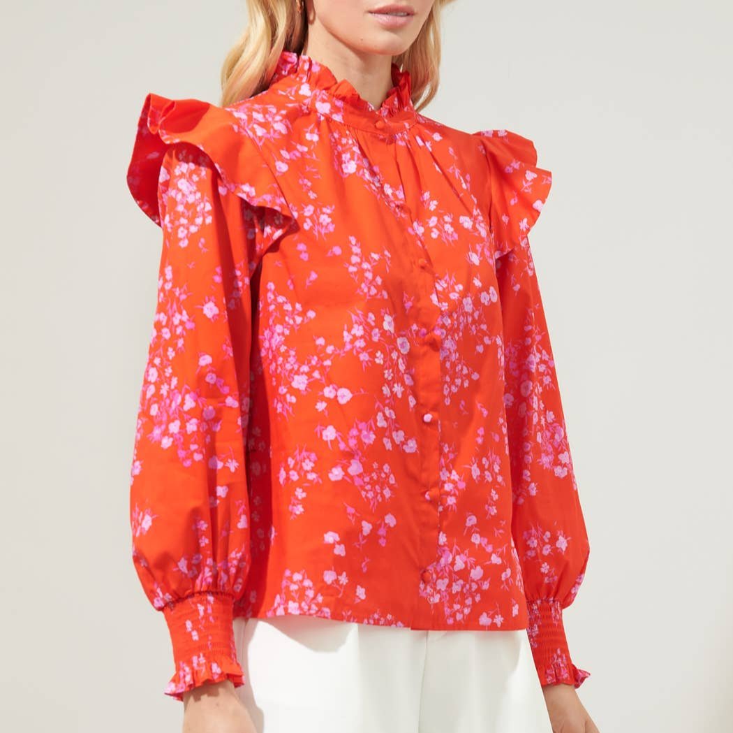 Lucy Floral Button Front Blouse