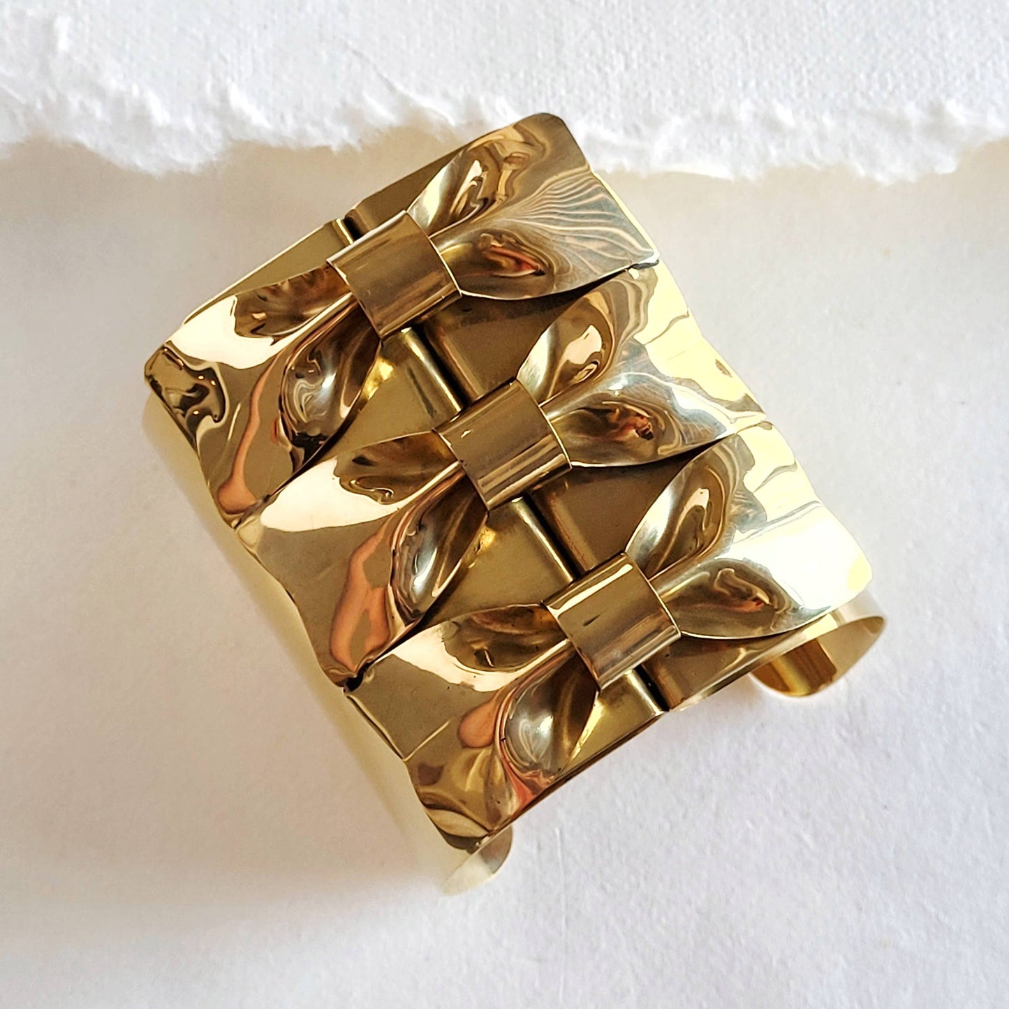 Brass Triple Bow Tie Cuff