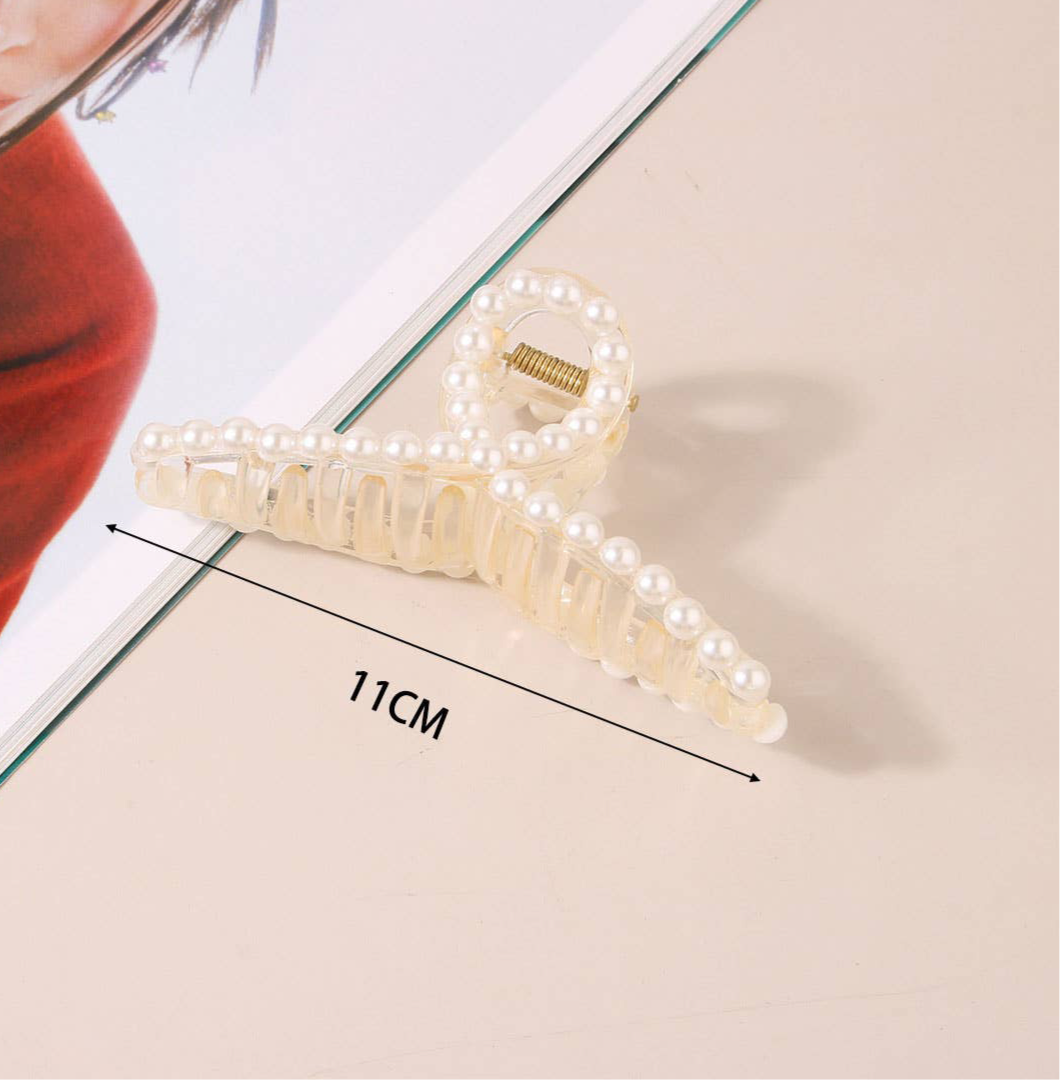 Large Pearl Embellished Hair Claw Clip