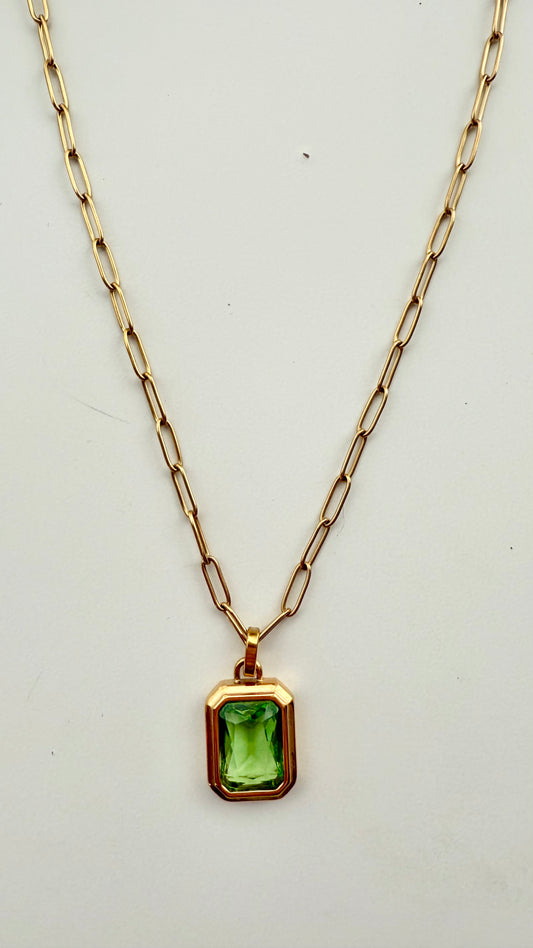 Emerald Stone Chain Necklace