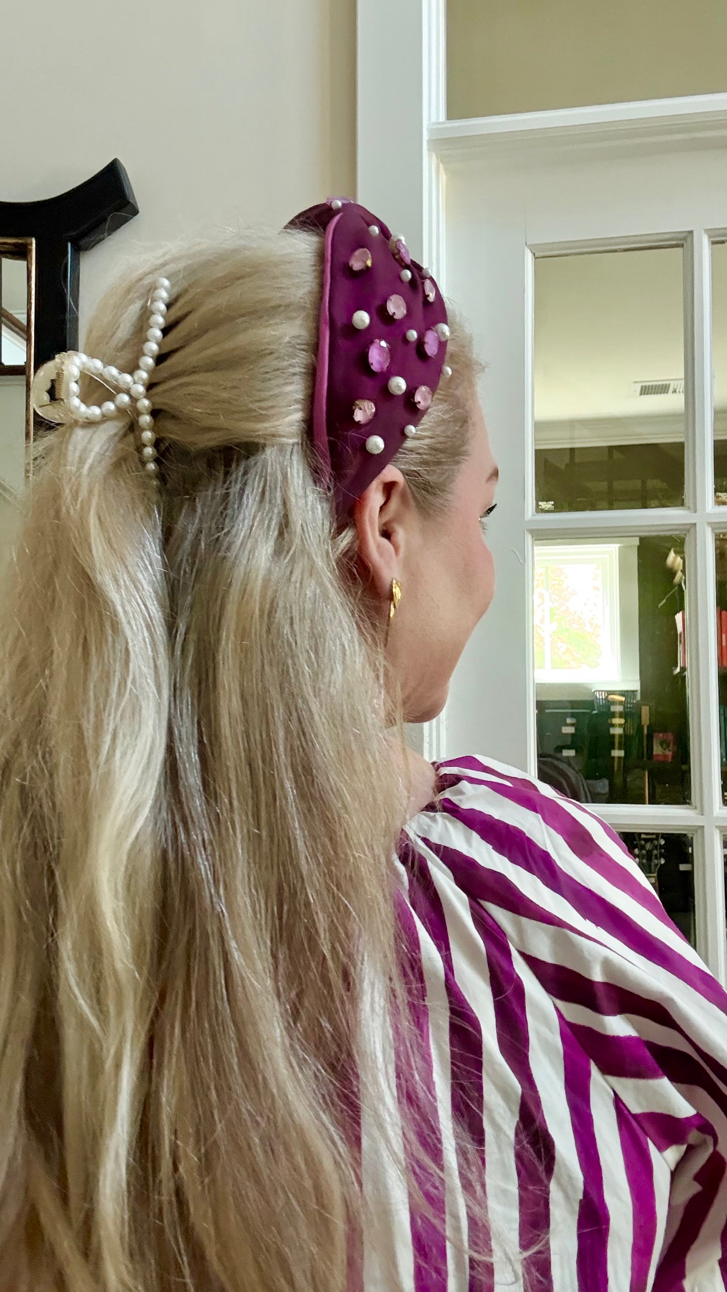 Large Pearl Embellished Hair Claw Clip
