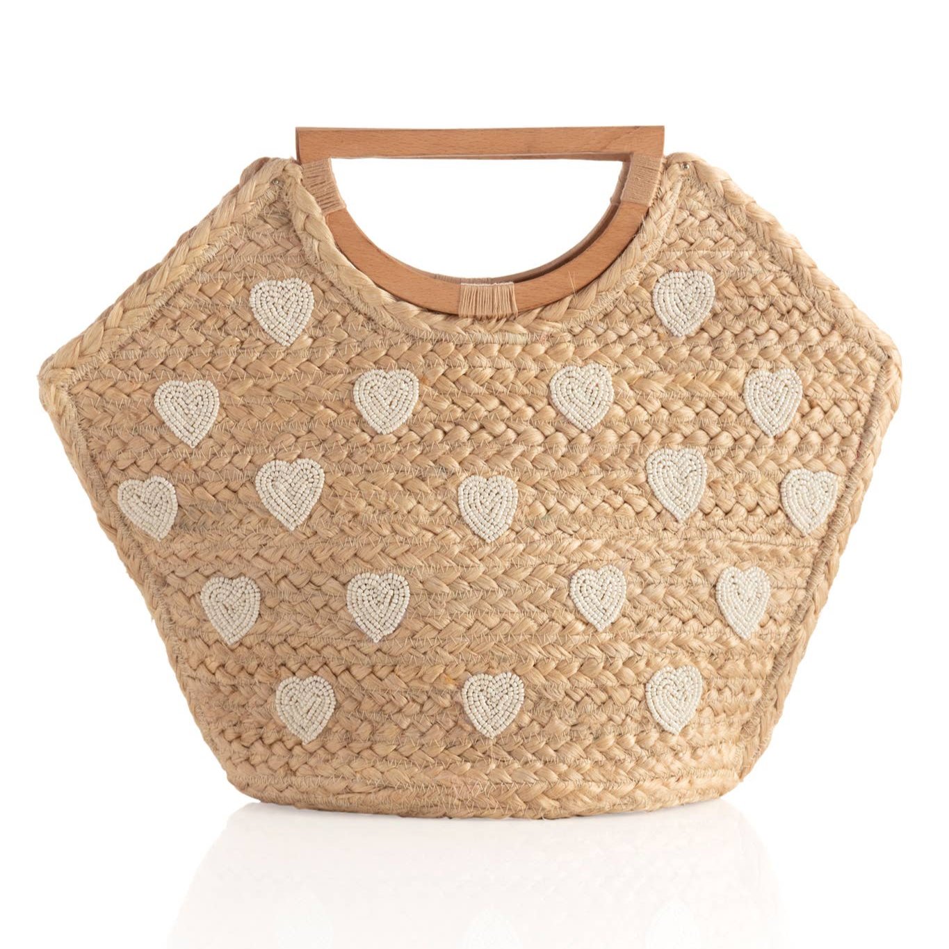 Jute Tote - Beaded Heart