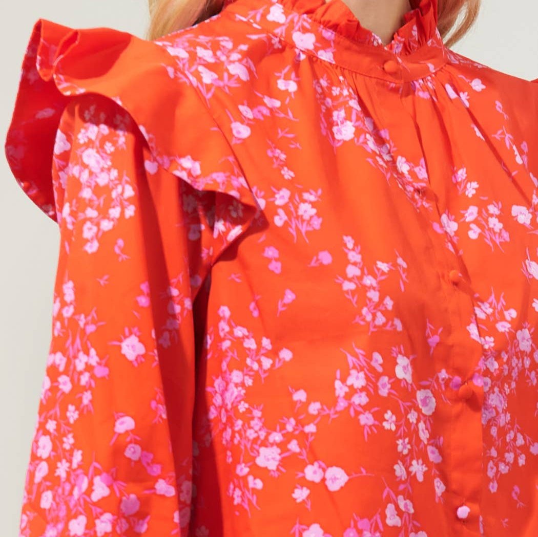 Lucy Floral Button Front Blouse