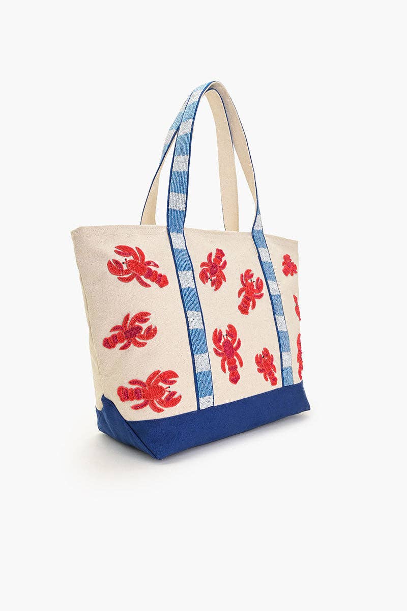 Lobster Embroidered Canvas Tote Bag