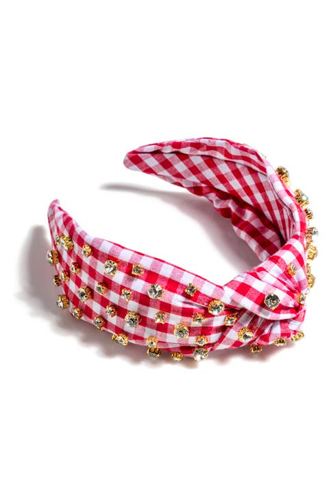 Embellished Orange Gingham Knotted Headband