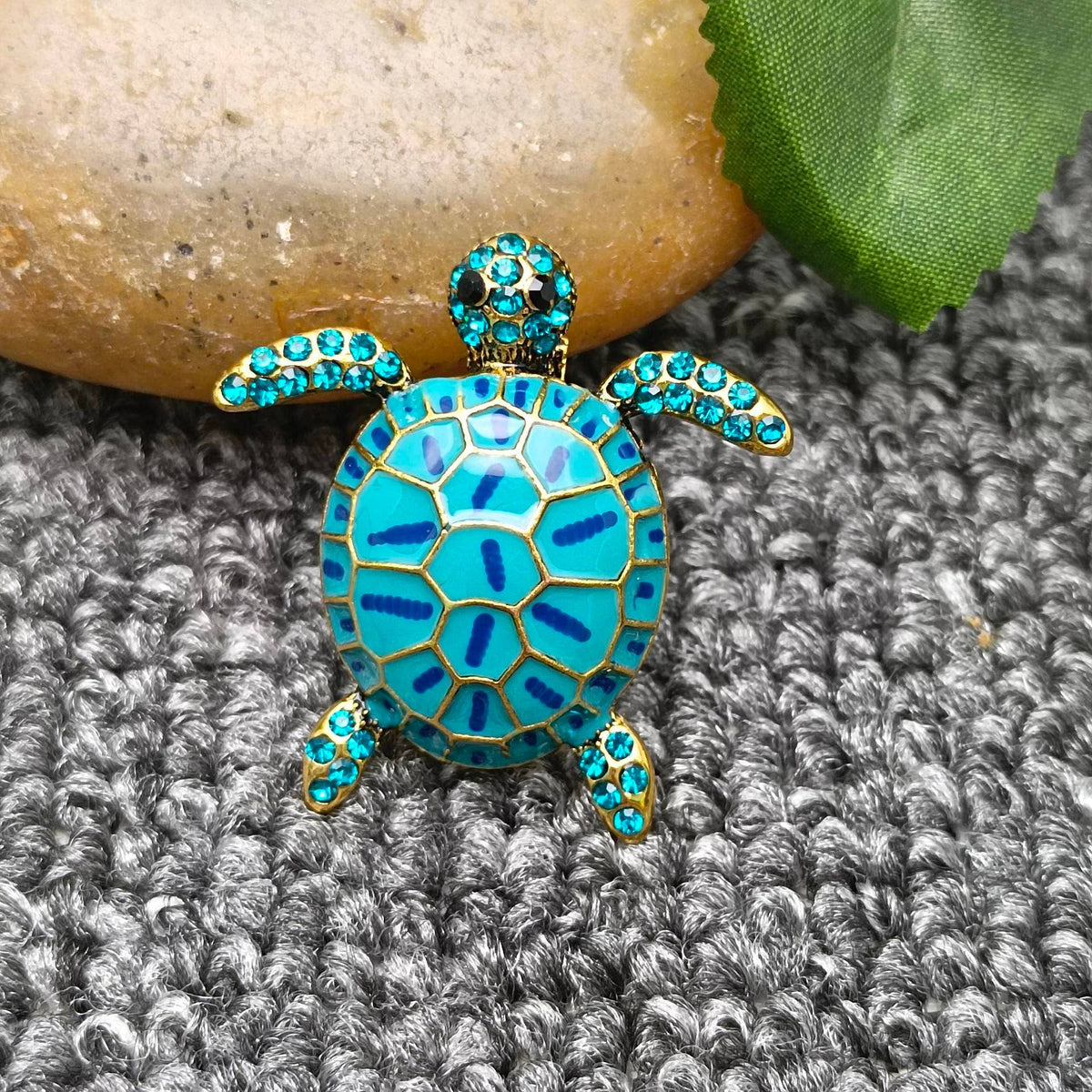 Enamel Turtle Brooch: Blue