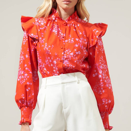 Lucy Floral Button Front Blouse