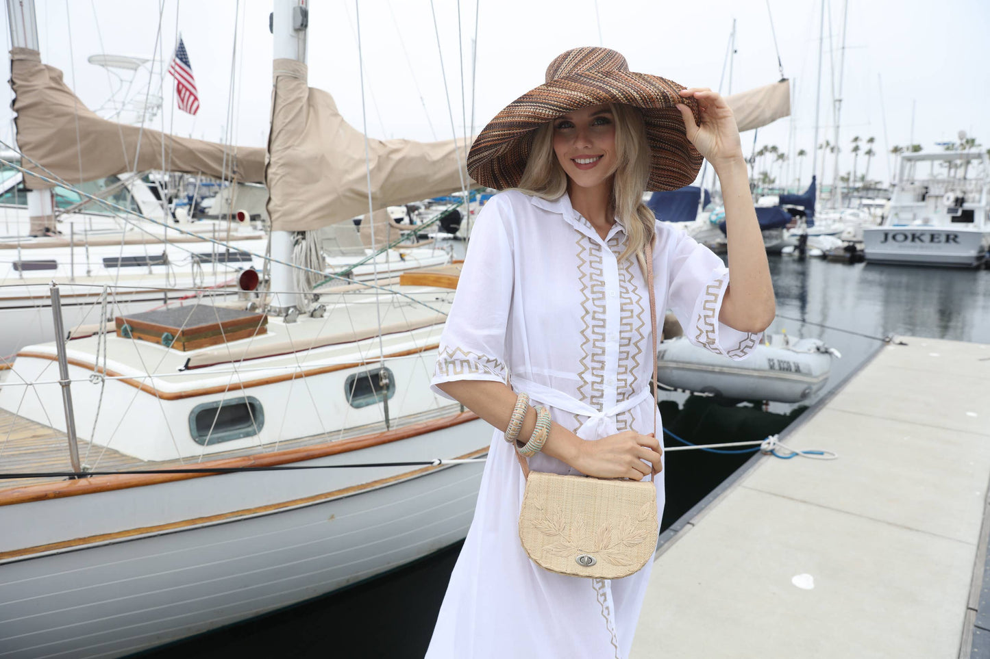 Embroidered Leaf Crossbody Bag - Black and Tan