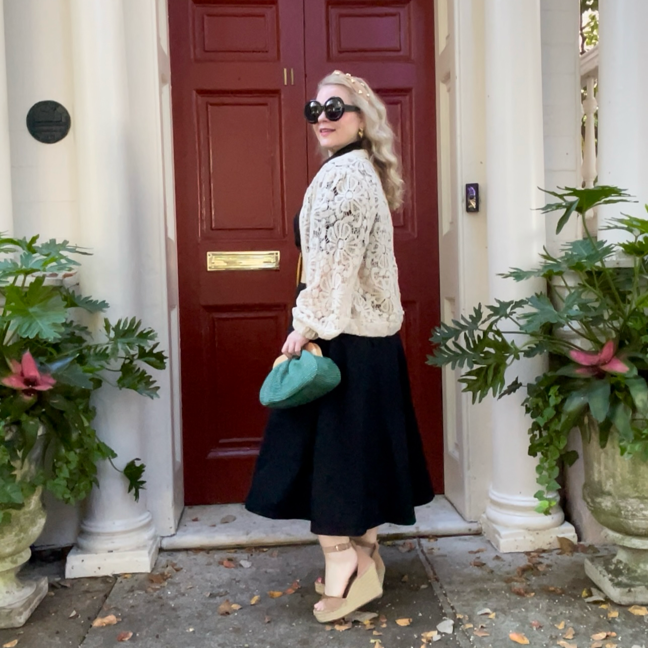 Lace Crochet Bomber Jacket with Zipper