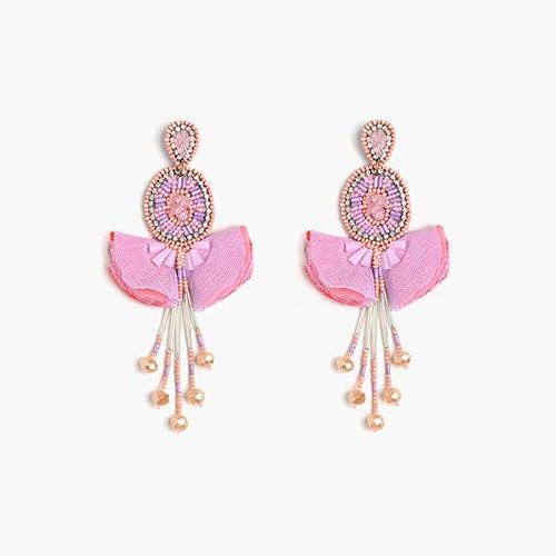 pink beaded dangle earrings
