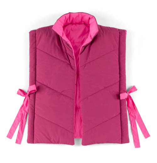 Kenzie Reversible Side-Tie Vest, Berry