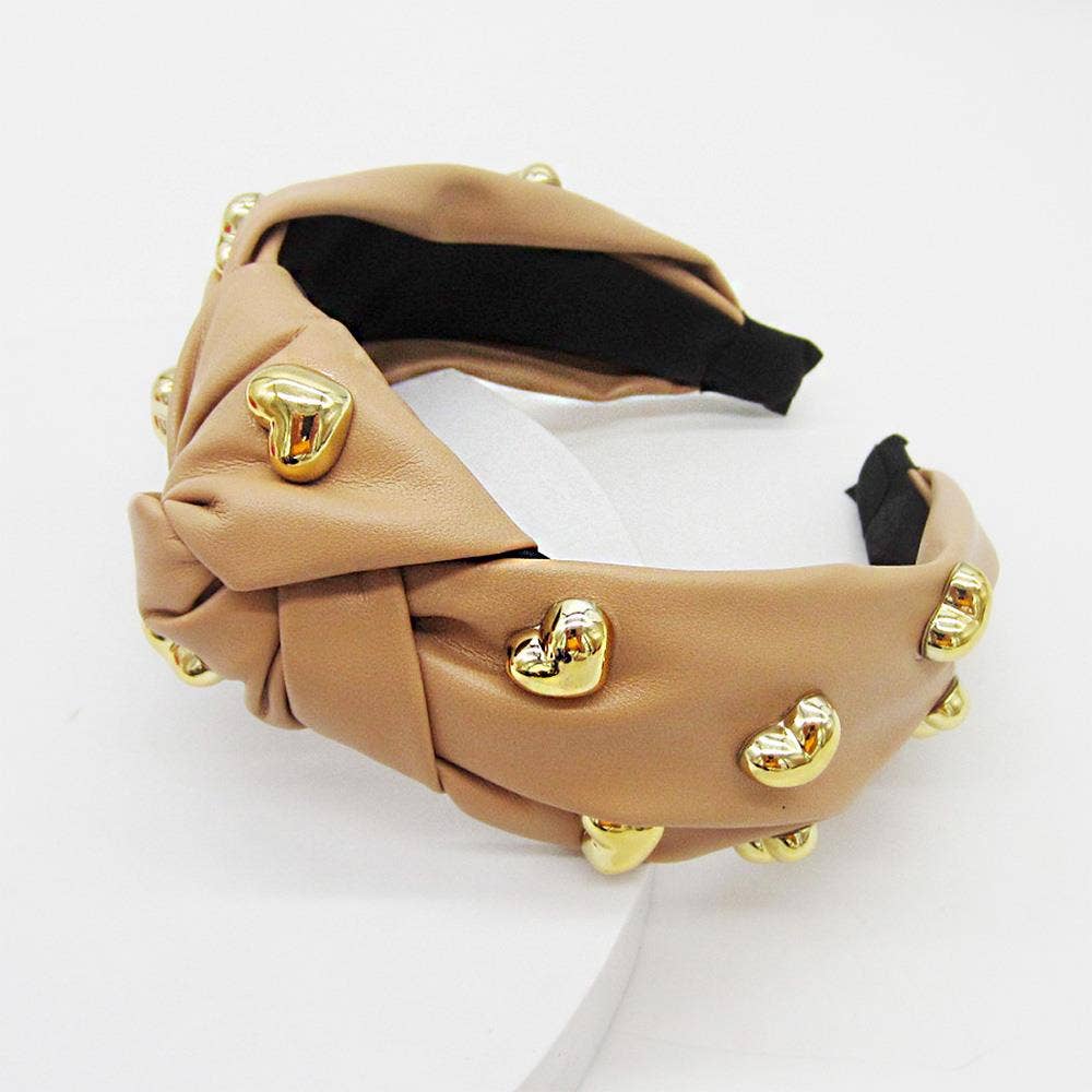 Vegan Leather Heart Headband