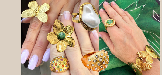 5 Cocktail Rings that go with everything including various rings from JuJu Loves