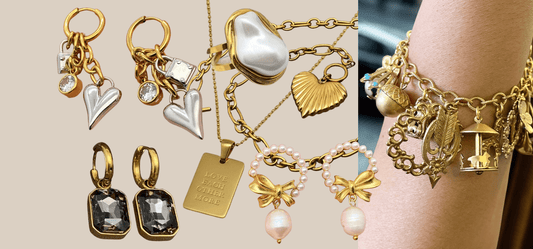 Bridal Shower Gift Ideas including earring, necklaces, a ring, and a charm bracelet from JuJu Loves