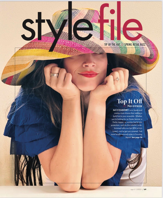 Charleston Magazine Style File feature including a striped packable sun hat from JuJu Loves