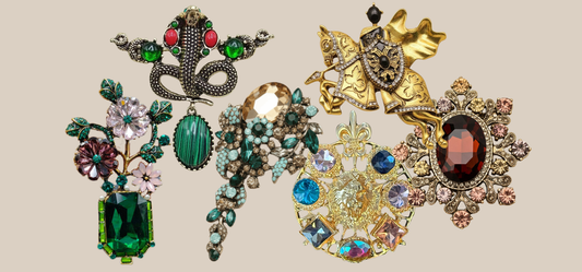 Brooches are the New Heirloom Jewelry including a variety of brooches from JuJu Loves