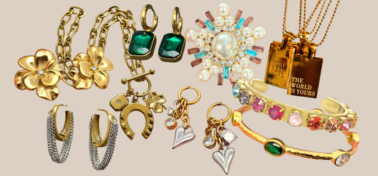 Holiday Gift Guide for Her including earrings, necklaces, bracelets, and brooches from JuJu Loves