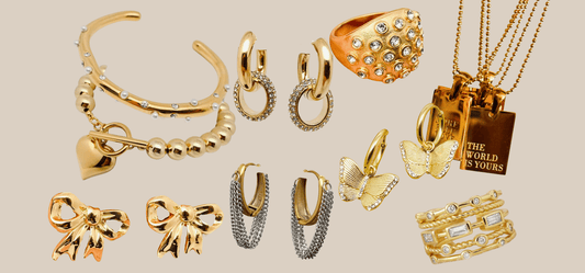 Sorority Rush Week Jewelry featuring rings, earrings, bracelets, and a necklace from JuJu Loves