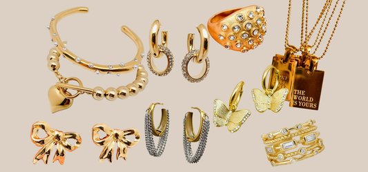 Sorority Rush Week Jewelry featuring rings, earrings, bracelets, and a necklace from JuJu Loves