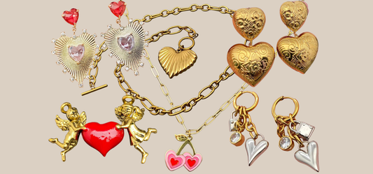 Valentine's gifts for women including necklaces, earrings, and a brooch from JuJu Loves