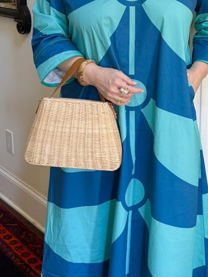 Rattan Bucket Bag with Gold Chain