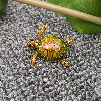 Enamel Turtle Brooch: Blue