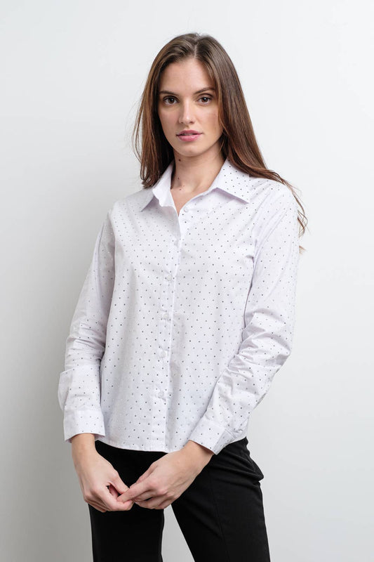 Rhinestone Embellished Poplin Shirt