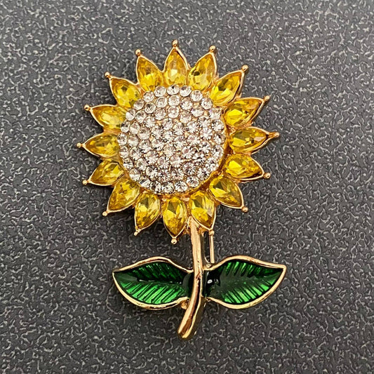 Rhinestone Sunflower Brooch