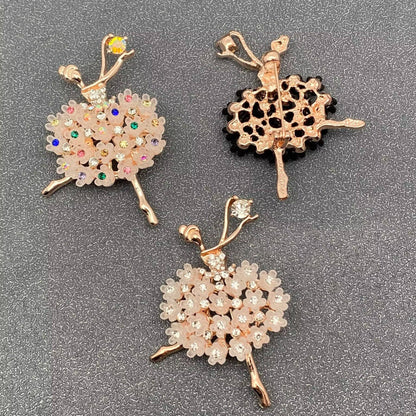 Elegant Ballet Girl Brooch: Black