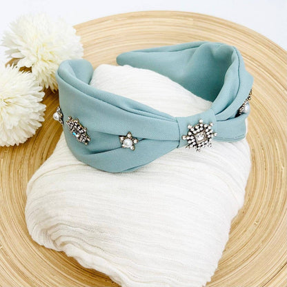 Bejeweled Headband, Pale Blue