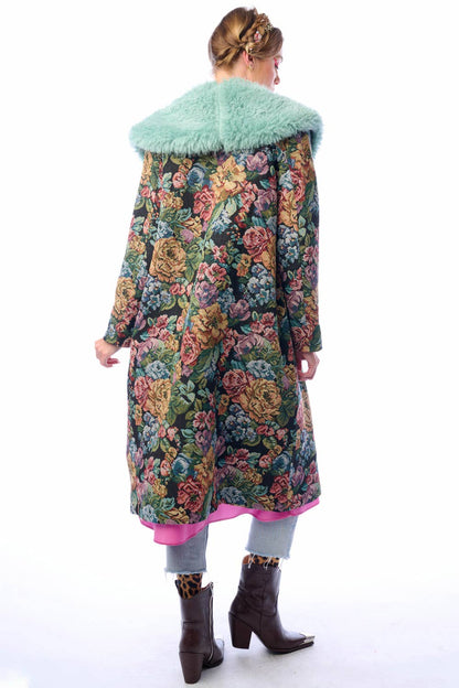 Isabel Coat: Black Floral Jacquard / L