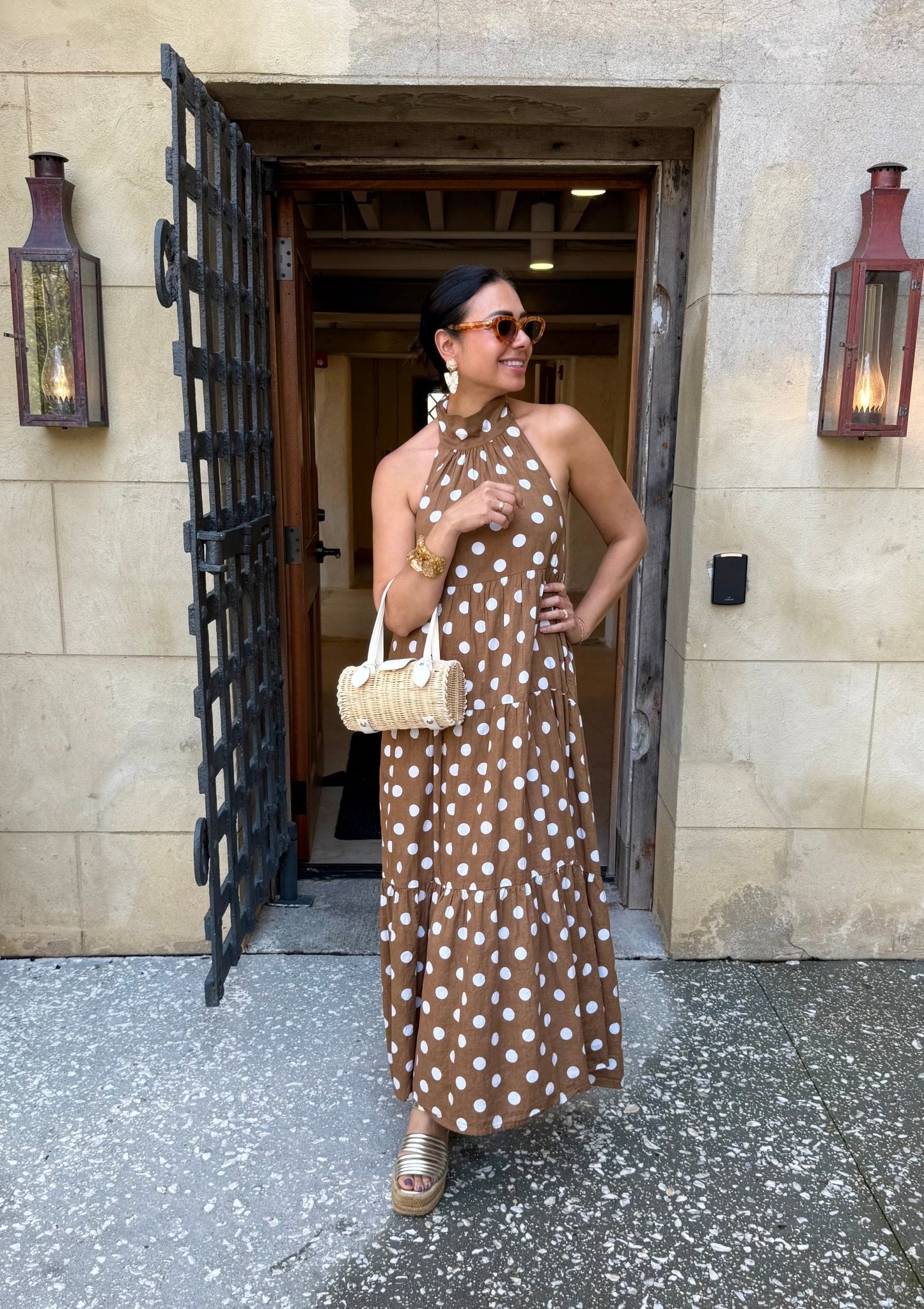 Rattan Clutch Bag with Ivory Ribbon Handles