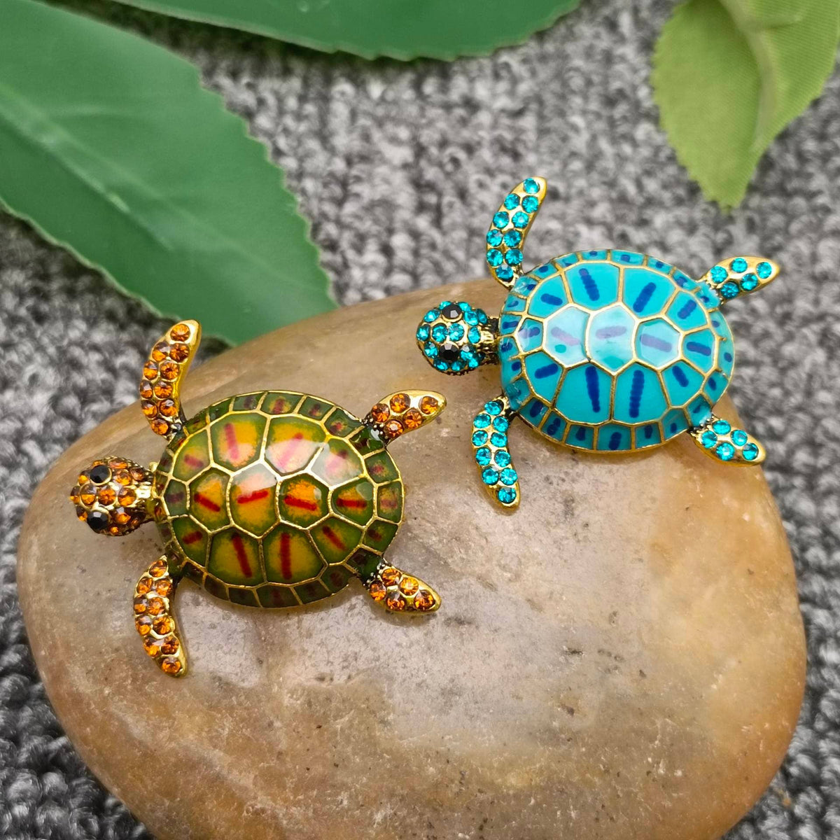 Enamel Turtle Brooch: Blue