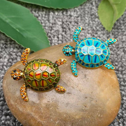 Enamel Turtle Brooch: Blue