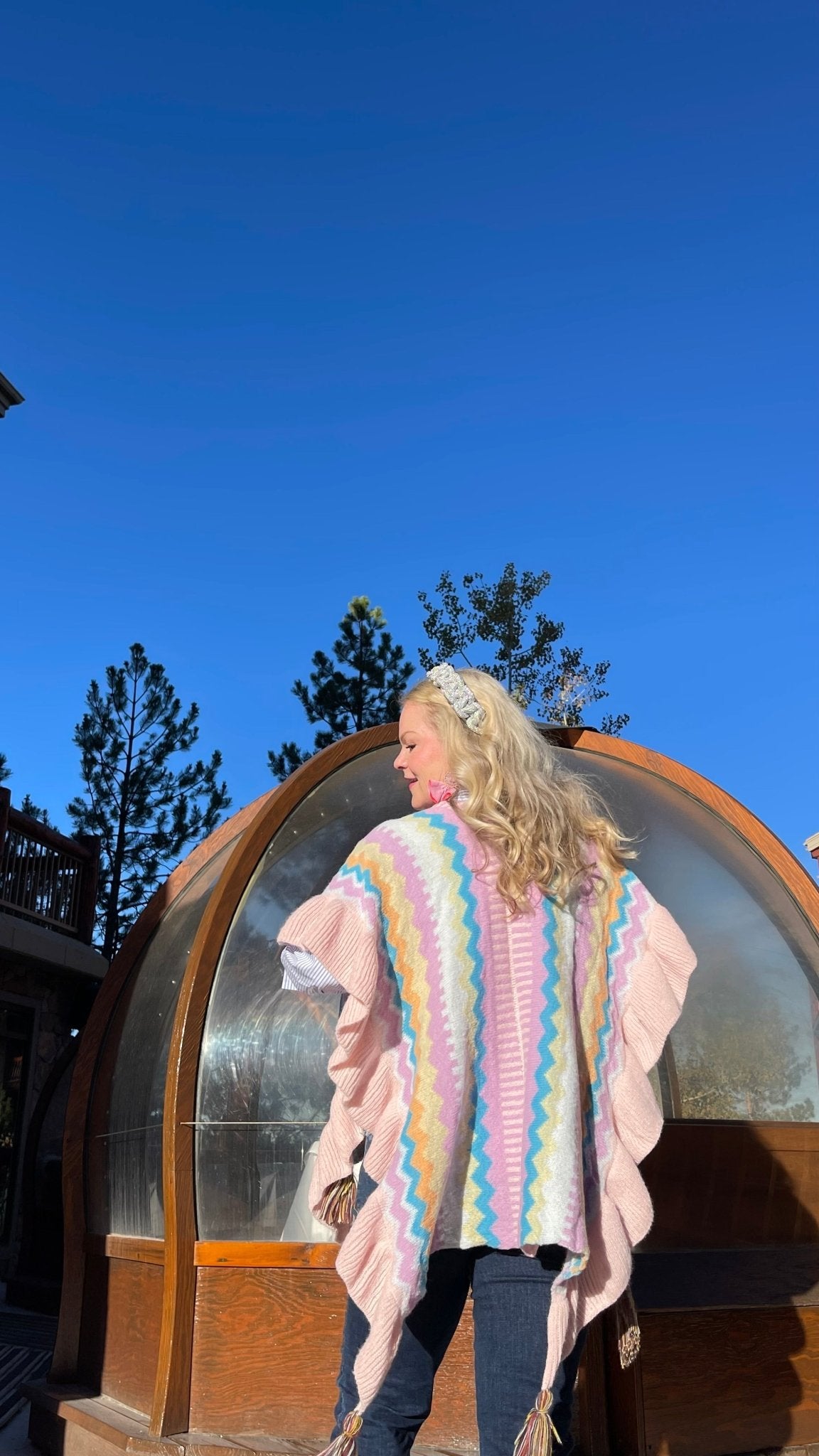 Knit Wrap With Tassel Accents — Bubblegum