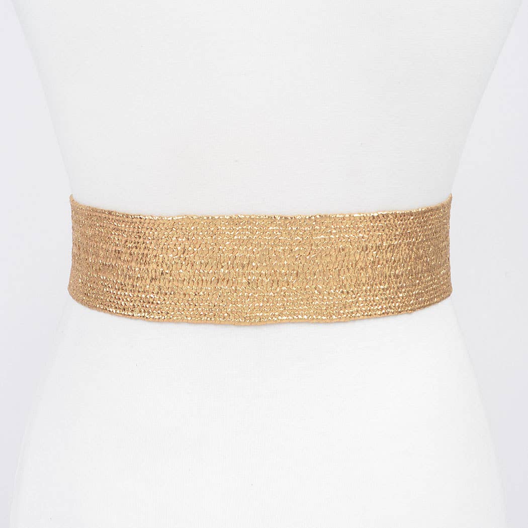 Rhinestone Stretch Belt with Crystal Buckle - Gold & Silver