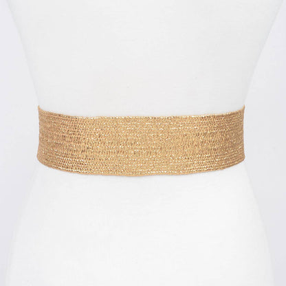 Rhinestone Stretch Belt with Crystal Buckle - Gold & Silver