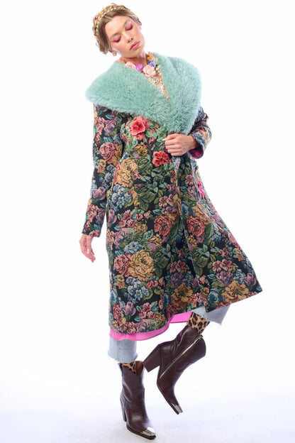 Isabel Coat: Black Floral Jacquard / L