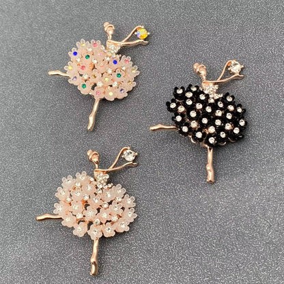 Elegant Ballet Girl Brooch: Black