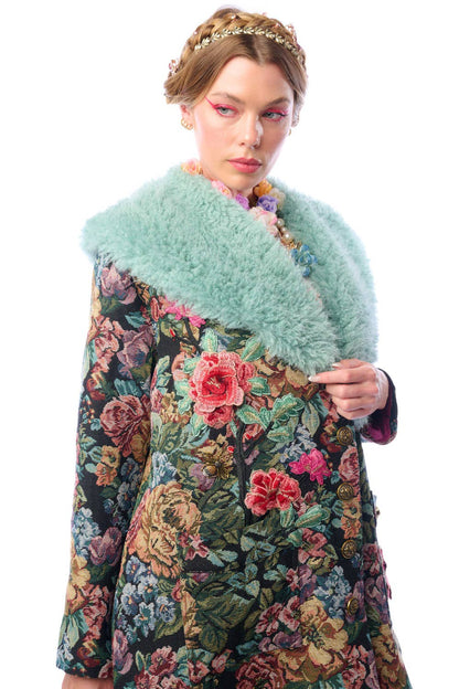 Isabel Coat: Black Floral Jacquard / L