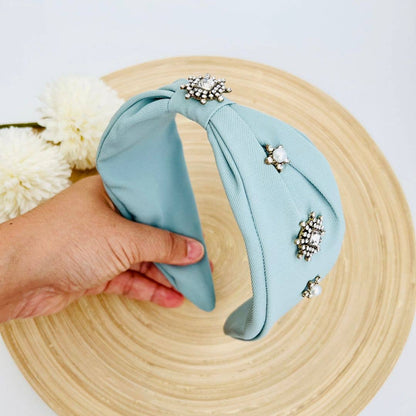 Bejeweled Headband, Pale Blue