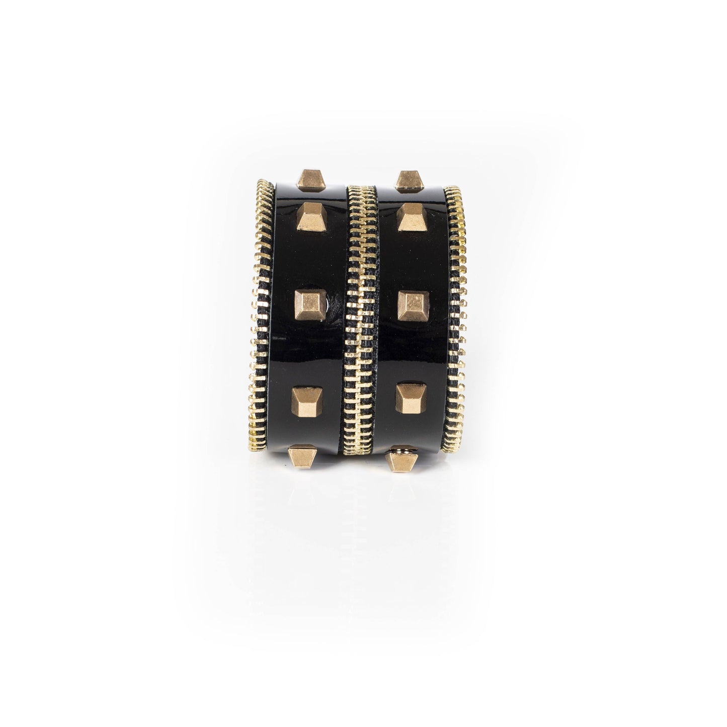 Black Leather Studded Cuff Bracelet